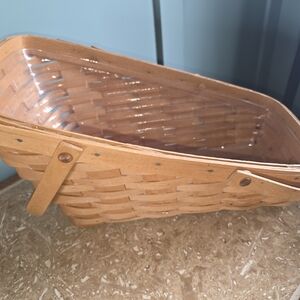 Longaberger Brown Woven Basket with Clear Liner